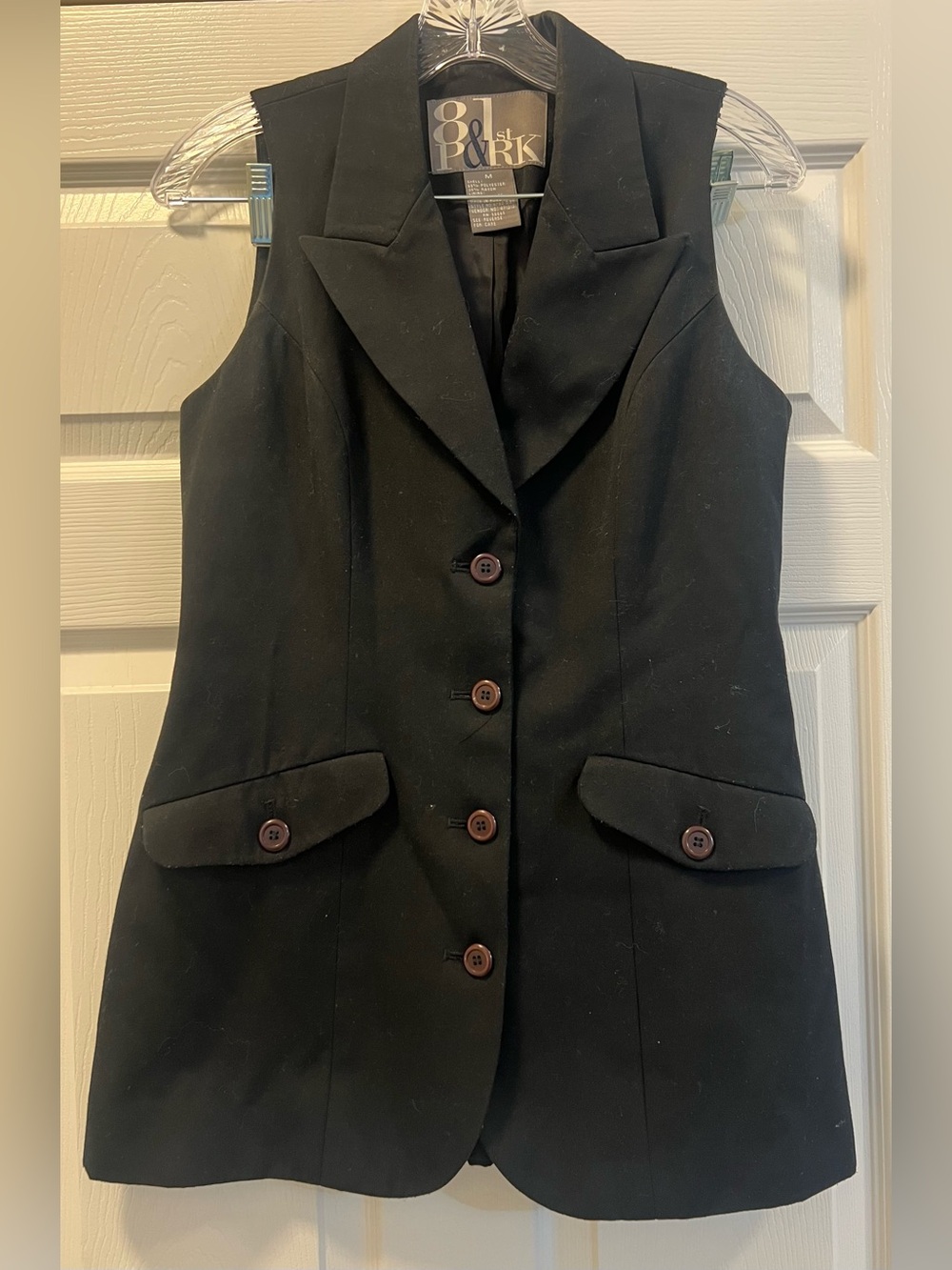 81st & Park Black Sleeveless Blazer Vest, fully lined - size Medium.